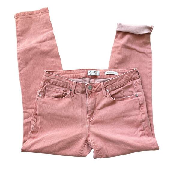 Jessica Simpson 6/28 Skinny Jeans | Coral Pink, Rolled Cuff, Stretch - Picture 2 of 7